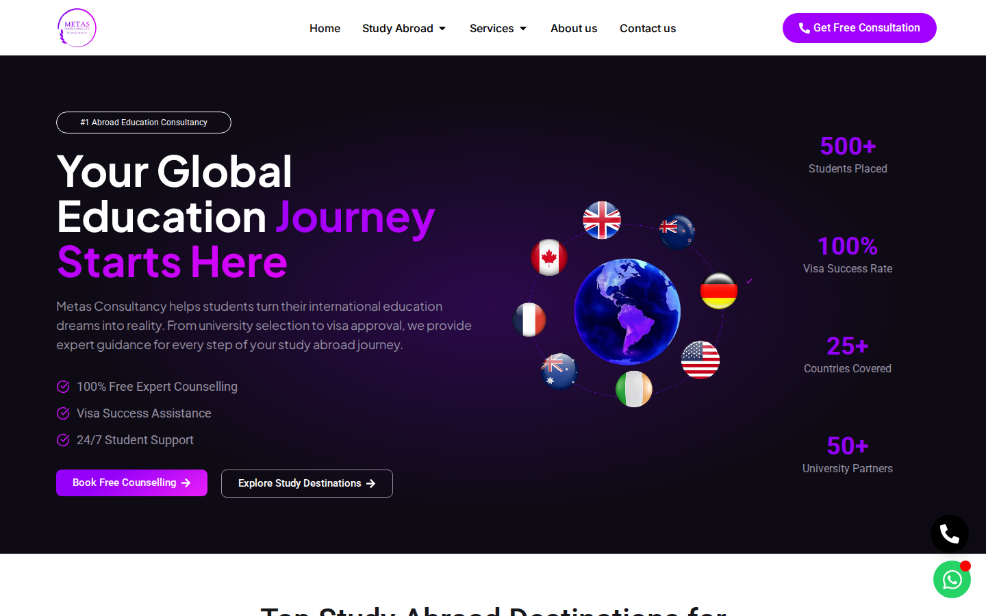 Metas Consulting website screenshot