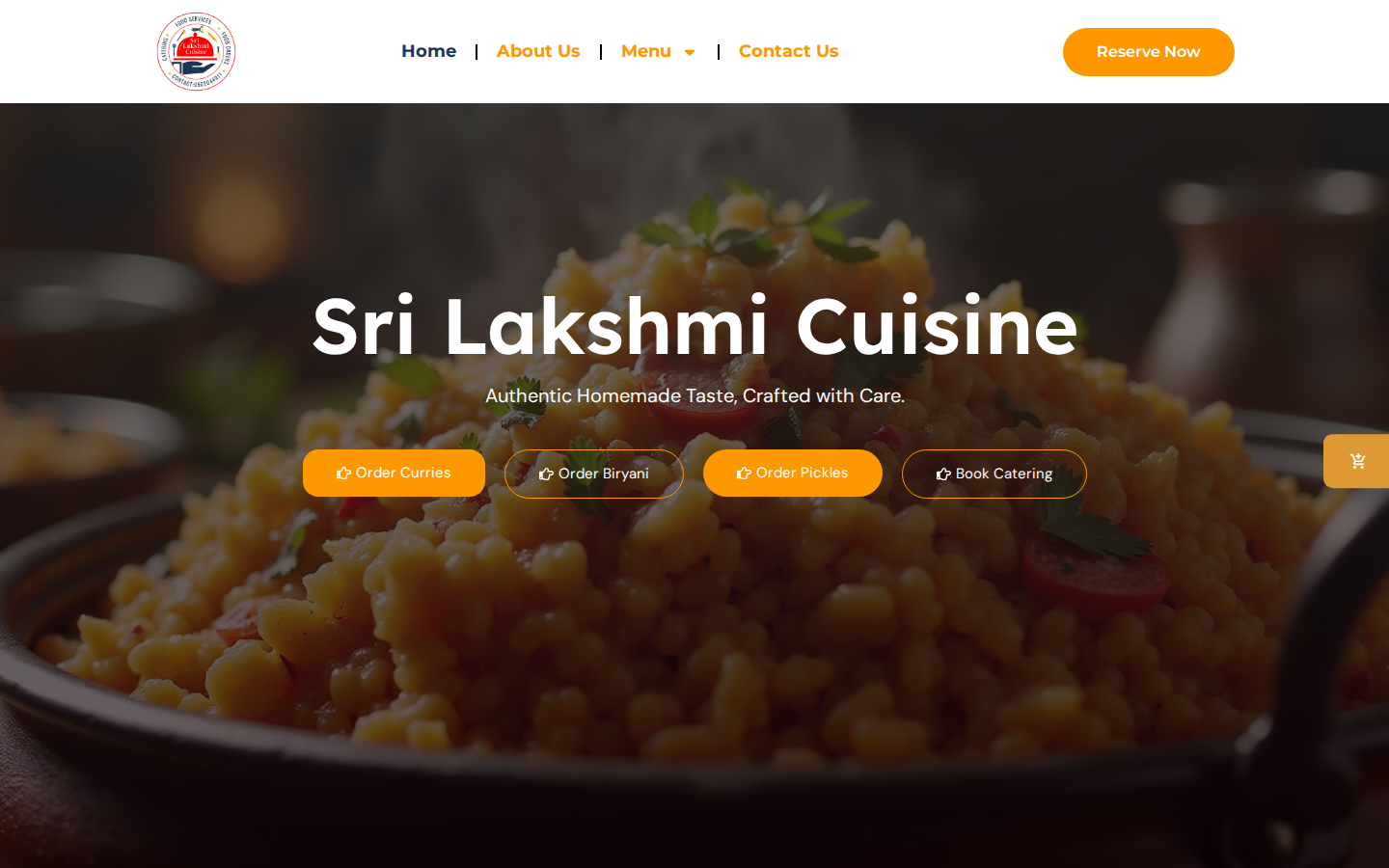 Sri Lakshmi Cuisine website screenshot
